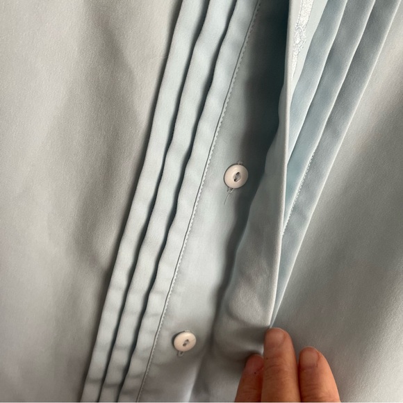 3/$40 Light Blue Vintage Traditions Button Down Blouse - Picture 4 of 8